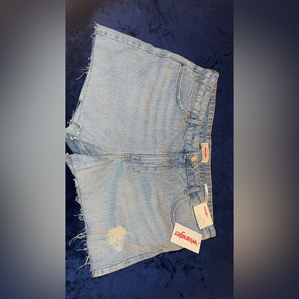Wrangler Blue Jean Shorts with Distressed Cut-Off Style